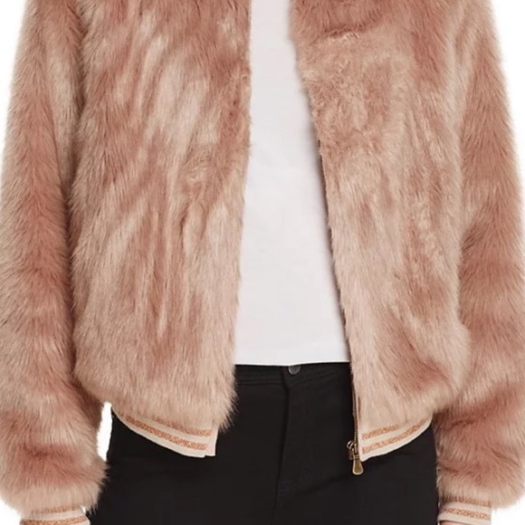 MOTHER Denim faux fur pink bomber - Picture 2 of 4